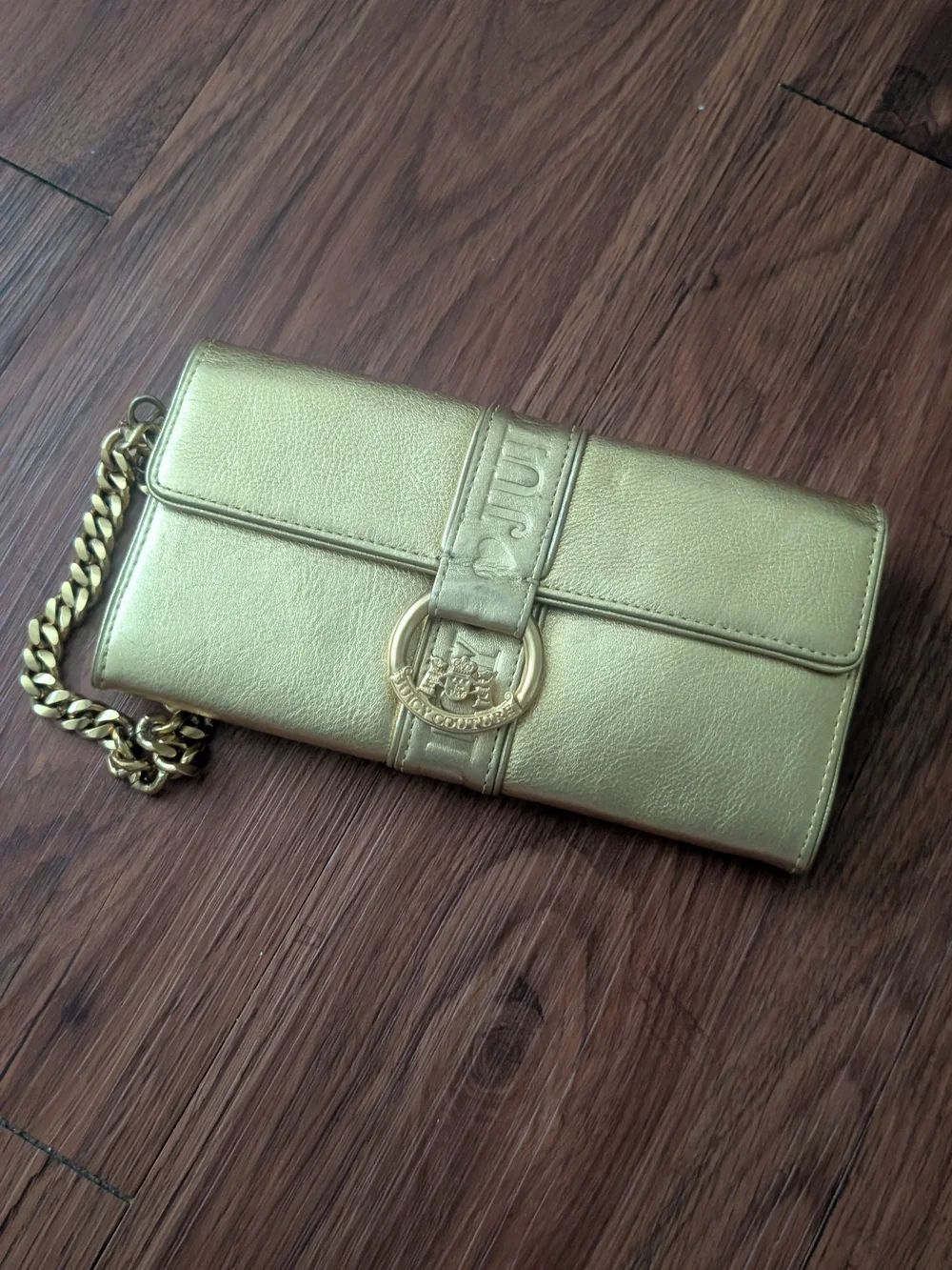 Metallic Gold Leather Chain Wallet Juicy Couture
